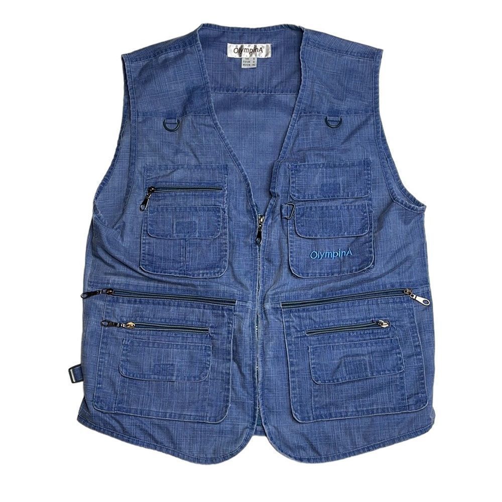 Vintage OlympianA chambray denim fishing vest small